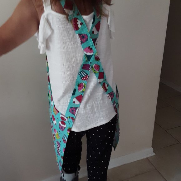 Turquoise Cupcake Cross Back Apron - Picture 4 of 4